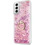 Microsonic Samsung Galaxy S21 FE Glitter Liquid Holder Pembe Cep Telefonu Kılıfı