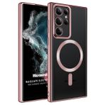 Microsonic Samsung Galaxy S22 Ultra Magsafe Luxury Electroplate Rose Gold Cep Telefonu Kılıfı