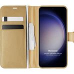 Microsonic Samsung Galaxy S23 Delux Leather Wallet Gold Cep Telefonu Kılıfı