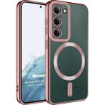 Microsonic Samsung Galaxy S23 Magsafe Luxury Electroplate Rose Gold Cep Telefonu Kılıfı