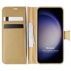 Microsonic Samsung Galaxy S23 Plus için Kılıf Delux Leather Wallet Gold [Galaxy S23 Plus ile Uyumlu Kılıf - Gold]
