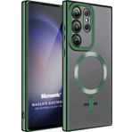 Microsonic Samsung Galaxy S23 Ultra MagSafe Luxury Electroplate Koyu Yeşil Cep Telefonu Kılıfı