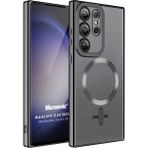 Microsonic Samsung Galaxy S23 Ultra MagSafe Luxury Electroplate Siyah Cep Telefonu Kılıfı
