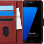 Microsonic Samsung Galaxy S7 Edge Fabric Book Wallet Kırmızı Cep Telefonu Kılıfı