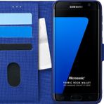 Microsonic Samsung Galaxy S7 Edge Fabric Book Wallet Lacivert Cep Telefonu Kılıfı