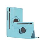 Microsonic Samsung Galaxy Uyumlu Tab S9 Plus X810 360 Rotating Stand Deri Mavi Kılıf