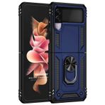 Microsonic Samsung Galaxy Z Flip 3 için Kılıf Military Ring Holder Lacivert [Galaxy Z Flip 3 ile Uyumlu Kılıf - Lacivert]