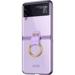 Microsonic Samsung Galaxy Z Flip 3 Ring Loft Clear Mor Cep Telefonu Kılıfı