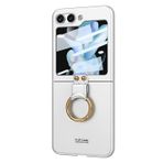 Microsonic Samsung Galaxy Z Flip 5 için Kılıf Ring Fall Platinum Gümüş [Galaxy Z Flip 5 ile Uyumlu Kılıf - Gümüş]