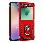 Microsonic Samsung Galaxy Z Flip 6 Kılıf Military Ring Holder Kırmızı [Galaxy Z Flip 6 ile Uyumlu Kılıf - Kırmızı]