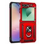 Microsonic Samsung Galaxy Z Flip 7 FE için Kılıf Military Ring Holder Kırmızı [Galaxy Z Flip 7 FE ile Uyumlu Kılıf - Kırmızı]