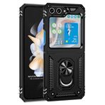 Microsonic Samsung Galaxy Z Flip 7 FE için Kılıf Military Ring Holder Siyah [Galaxy Z Flip 7 FE ile Uyumlu Kılıf - Siyah]