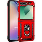 Microsonic Samsung Galaxy Z Flip 7 Fe Kılıf Military Ring Holder Kırmızı