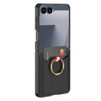 Microsonic Samsung Galaxy Z Flip 7 için Kılıf LuxRing Wallet Carbon Siyah [Galaxy Z Flip 7 ile Uyumlu Kılıf - Black]
