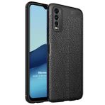 Microsonic Vivo Y20 Deri Dokulu Silikon Siyah Cep Telefonu Kılıfı