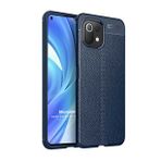Microsonic Xiaomi Mi 11 Lite Deri Dokulu Silikon Lacivert Kılıf