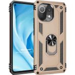 Microsonic Xiaomi Mi 11 Lite Military Ring Holder Gold Kılıf