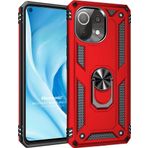 Microsonic Xiaomi Mi 11 Lite Military Ring Holder Kırmızı Kılıf