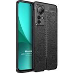 Microsonic Xiaomi Mi 12 Deri Dokulu Silikon Siyah Kılıf