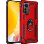 Microsonic Xiaomi Mi 12 Lite Military Ring Holder Kırmızı Kılıf