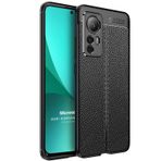 Microsonic Xiaomi Mi 12 Pro Deri Dokulu Silikon Siyah Kılıf