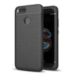 Microsonic Xiaomi Mi A1 Deri Dokulu Silikon Siyah Cep Telefonu Kılıfı