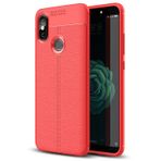 Microsonic Xiaomi Mi A2 Deri Dokulu Silikon Kırmızı Kılıf