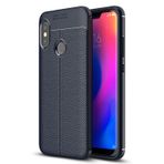 Microsonic Xiaomi Mi A2 Lite Deri Dokulu Silikon Lacivert Kılıf
