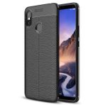 Microsonic Xiaomi Mi Max 3 Deri Dokulu Silikon Siyah Kılıf