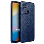 Microsonic Xiaomi Poco C40 Deri Dokulu Silikon Lacivert Kılıf