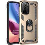 Microsonic Xiaomi Poco F3 Military Ring Holder Gold Kılıf