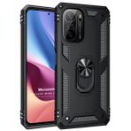 Microsonic Xiaomi Poco F3 Military Ring Holder Siyah Kılıf