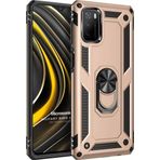 Microsonic Xiaomi Poco M3 Military Ring Holder Gold Kılıf