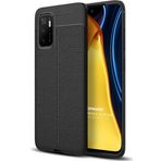 Microsonic Xiaomi Poco M3 Pro Deri Dokulu Silikon Siyah Kılıf