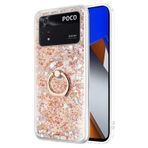 Microsonic Xiaomi Poco M4 Pro 4G için Kılıf Glitter Liquid Holder Gold [Poco M4 Pro 4G ile Uyumlu Kılıf - Gold]