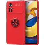 Microsonic Xiaomi Poco M4 Pro 4G Kickstand Ring Holder Kırmızı Kılıf