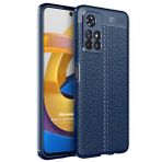 Microsonic Xiaomi Poco M4 Pro Deri Dokulu Silikon Lacivert Kılıf