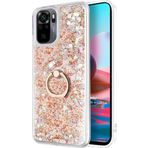 Microsonic Xiaomi Poco M5s Glitter Liquid Holder Gold Kılıf
