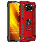 Microsonic Xiaomi Poco X3 NFC Military Ring Holder Kırmızı Cep Telefonu Kılıfı