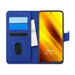 Microsonic Xiaomi Poco X3 Pro Fabric Book Wallet Lacivert Cep Telefonu Kılıfı