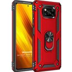 Microsonic Xiaomi Poco X3 Pro Military Ring Holder Kırmızı Kılıf