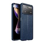 Microsonic Xiaomi Poco X4 Pro 5G Deri Dokulu Silikon Lacivert Kılıf