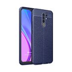 Microsonic Xiaomi Redmi 9 Deri Dokulu Silikon Lacivert Cep Telefonu Kılıfı