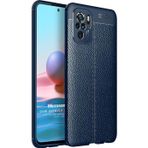Microsonic Xiaomi Redmi Note 10 Deri Dokulu Silikon Lacivert Kılıf