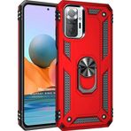 Microsonic Xiaomi Redmi Note 10 Pro Military Ring Holder Kırmızı Cep Telefonu Kılıfı
