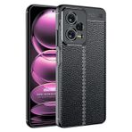 Microsonic Xiaomi Redmi Note 12 Deri Dokulu Silikon Siyah Cep Telefonu Kılıfı