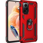 Microsonic Xiaomi Redmi Note 12 Pro 4G Military Ring Holder Kırmızı Cep Telefonu Kılıfı