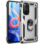 Microsonic Xiaomi Redmi Note 12S için Kılıf Military Ring Holder Gümüş [Redmi Note 12S ile Uyumlu Kılıf - Gümüş]