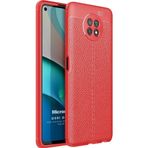 Microsonic Xiaomi Redmi Note 9 5G Deri Dokulu Silikon Kırmızı Cep Telefonu Kılıfı