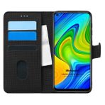 Microsonic Xiaomi Redmi Note 9 Fabric Book Wallet Siyah Cep Telefonu Kılıfı